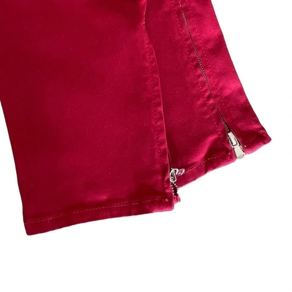 J Brand Revolve Zipper Hem Low Rise Red Classic Ankle Jeans Size 26